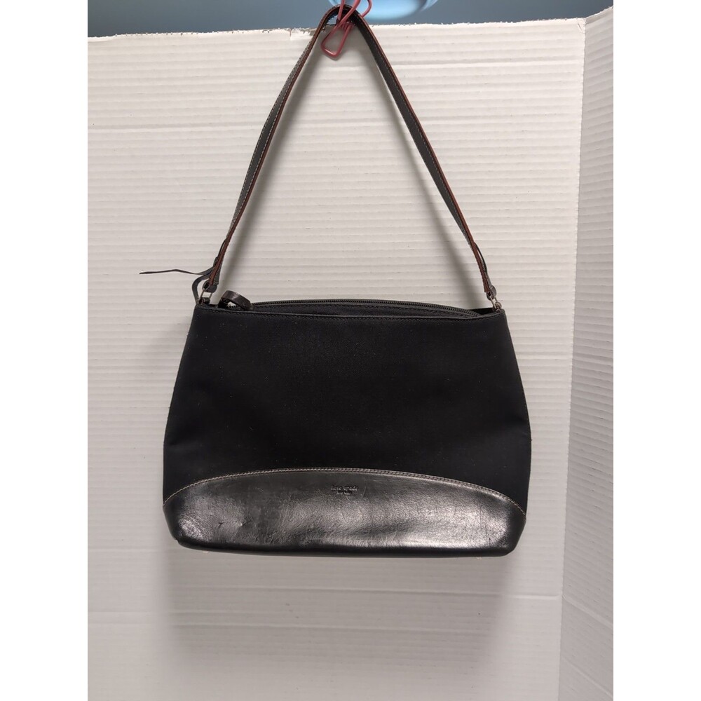 KATE SPADE BLACK CANVAS LEATHER PURSE BAG NEW YORK Beautiful - Picture 1 of 16